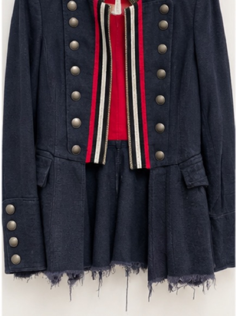 NWT Free People Military Ruffle Hem Jacket Navy Size S